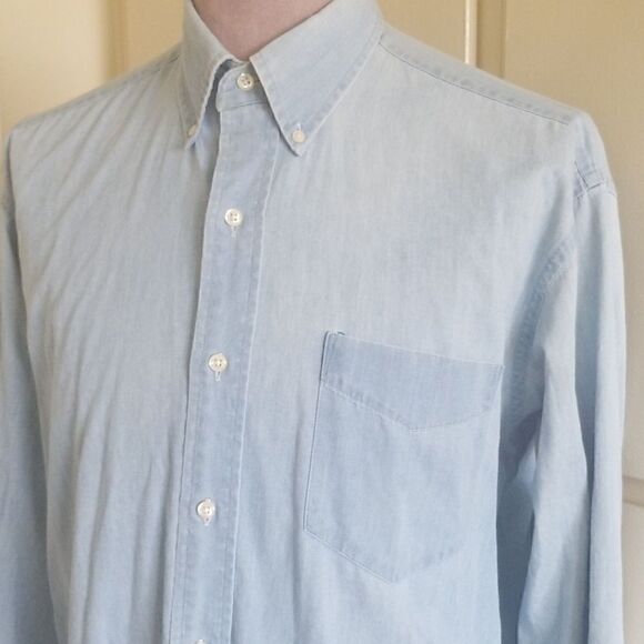 Chaps Ralph Lauren Lightwash Denim Shirt,16,34/35 - Picture 2 of 6